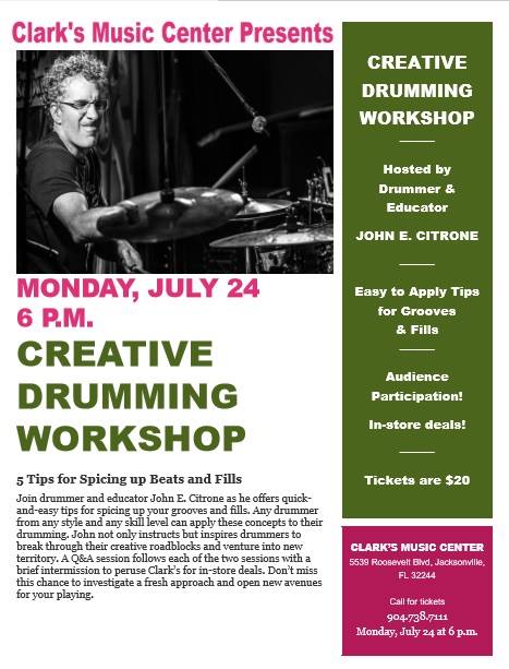 Creative Drumming Workshop with John Citrone